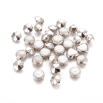 CCB Plastic Beads, Mixed Shapes, Platinum, 8~11x7~16x5~10mm, Hole: 1.5~2mm, 175~195pcs/bag