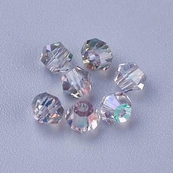 K9 Glass Beads, Faceted, Bicone, Ghost Light, 3x3mm, Hole: 0.8mm