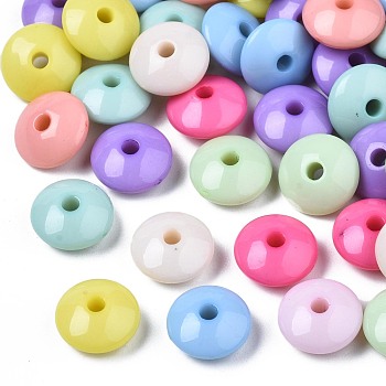 Opaque Acrylic Beads, Rondelle, Mixed Color, 9x4.5mm, Hole: 1.8mm, about 2400pcs/500g