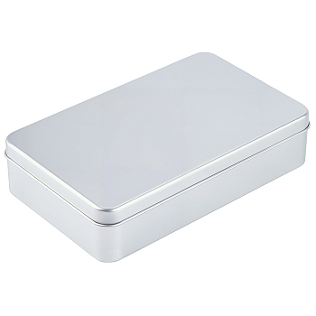 Tinplate Storage Boxs with Lids, Metal Gift Packaging Cases, Rectangle, Platinum, 18.5x11.5x4.5cm
