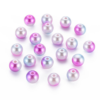 Acrylic Imitation Pearl Beads, Round, Magenta, 10mm, Hole: 1.5mm, about 900pcs/500g