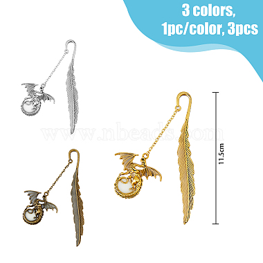 3Pcs 3 Colors Luminous Alloy Bookmarks(AJEW-HY0001-09)-2