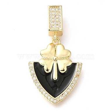 Golden Black Leaf Brass+Cubic Zirconia+Enamel Pendants