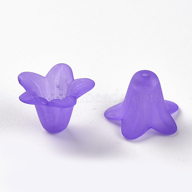 Perlas de flores de acrílico transparentes esmeriladas de color púrpura(X-PLF018-15)-5