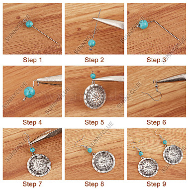 DIY Synthetic Turquoise Beaded Earring Making Kit(DIY-SC0021-17)-4