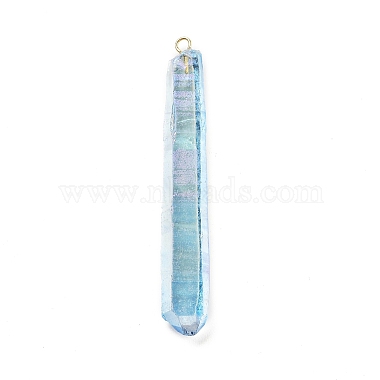 Golden Light Sky Blue Bullet Quartz Crystal Pendants