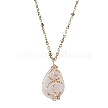 Teardrop Rose Quartz Necklaces