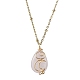 Natural Rose Quartz with Brass Pendant Necklaces(NJEW-JN04679-01)-1