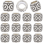 90Pcs Zinc Alloy European Beads, Large Hole Beads, Barrel with Sprial Pattern, Antique Silver, 9x8.5mm, Hole: 5.5mm(FIND-SP0005-97B)