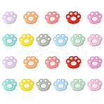 22Pcs 11 Colors Cat Paw Print Food Grade Eco-Friendly Silicone Focal Beads, Mixed Color, 23.5x28x8.5mm, Hole: 2mm, 2pcs/color(SIL-CJ0001-34)