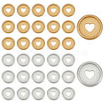 32Pcs 2 Colors ABS Buttons, Flat Round with Heart, Mixed Color, 23x4.5mm, Hole: 7x8.5mm, 16pcs/color(FIND-AN0001-56)