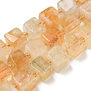 Natural Citrine Beads Beads Strands, Cube, with Seed Beads, 8~9x8~9x8~9mm, Hole: 1mm, about 38pcs/strand, 15.12''(38.4cm)(G-G053-B09-01C)