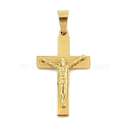 Ion Plating(IP) 304 Stainless Steel Pendants, Easter, Crucifix Cross Charm, Golden, 30x18x4.5mm, Hole: 3x7.5mm(STAS-D112-05G)