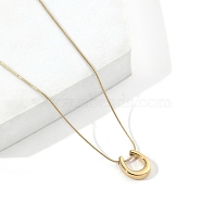 201 Stainless Steel Teadrop Pendant Necklaces with Round Snake Chains, Ring Holder Necklace, Golden, 16.73 inch(42.5cm)(NJEW-D055-12G)