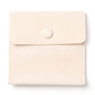 Square Velvet Jewelry Bags, with Snap Fastener, PapayaWhip, 10x10x1cm(TP-B001-01B-02)