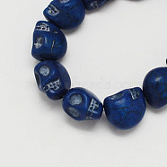 Synthetical Turquoise Beads Strands, Dyed, Skull, for Halloween, Dark Blue, 10x8x7.5mm, Hole: 1.5mm, about 35pcs/strand(TURQ-S105-10x10mm-05)