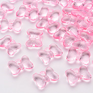 Transparent Acrylic Pendants, Bowknot, Pearl Pink, 13.5x18x5.5mm, Hole: 2.5mm, about 625pcs/500g(TACR-T024-02BA-903)