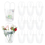 Valentine's Day Trapezoid PP Plastic Gift Bags, Flower Bouquet Bags, with Handle, Clear, 40x23.4x1.3cm, Unfold: 12~24x11x16.8cm(ABAG-WH0040-10A)