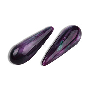 Resin Beads, Half Drilled, Imitation Gemstone, Teardrop, Purple, 30.5x10mm, Hole: 1~1.2mm(RESI-N034-07-M09)