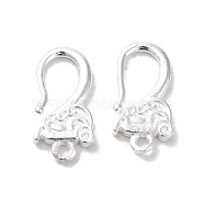 Brass Stud Earring Findings, Silver, 15.5x8x2mm, Hole: 1.2mm, Pin: 0.82mm(FIND-Z039-31S)