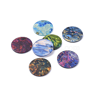 Cellulose Acetate(Resin) Pendants, Flat Round, Mixed Color, 27.5x2.5mm, Hole: 1.6mm(KY-S157-34-M)