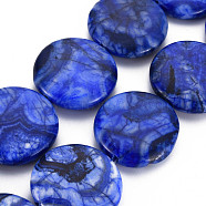 Natural Crazy Agate Beads Strands, Dyed & Heated, Flat Round, 34~35x7~10mm, Hole: 1.8mm, about 11pcs/strand, 14.96 inch(38cm).(G-S359-346)