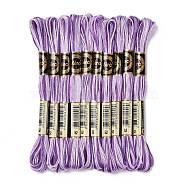 10 Skeins 6-Ply Polyester Embroidery Floss, Cross Stitch Threads, Segment Dyed, Medium Purple, 0.5mm, about 8.75 Yards(8m)/skein(OCOR-K006-A34)