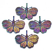 Alloy Pendants, Cadmium Free & Lead Free, Butterfly, Rainbow Color, 32x41x6mm, Hole: 5x3mm(PALLOY-N156-074-RS)