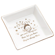 Porcelain Square Jewelry Holder, Jewelry Tray, for Holding Small Jewelries, Rings, Necklaces, Earrings, Bracelets, Trinket, for Women Girls Birthday Gift, White, 10.5x10.2x2.7cm(AJEW-CN0001-06D)