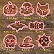 Halloween Plastic Cookie Molds, Cookie Cutter, Food Grade DIY Pumpkin Ghost Skull Bat Biscuit Maker Mold, Pink, Box: 140x135x12mm(PW-WG8A39C-01)