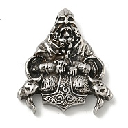 316 Surgical Stainless Steel Pendants, Viking Warrior with Thor's Hammer, Antique Silver, 44x38x8mm, Hole: 4x5mm(STAS-Z073-95AS)