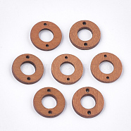Painted Poplar Wood Links, Donut, Chocolate, 18x2.5mm, Hole: 1.6mm(WOOD-T021-01I)