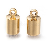 Brass Cord Ends, End Caps, Long-Lasting Plated, Column, Real 24K Gold Plated, 10.5x5.5mm, Hole: 1.8mm, Inner Diameter: 5mm(KK-H759-41F-G)