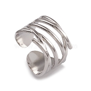 304 Stainless Steel Hollow Out Open Cuff Rings for Women, Stainless Steel Color, Inner Diameter: 18mm(RJEW-G285-20P)