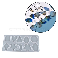 DIY Pendant Silicone Molds, Resin Casting Molds, Round/Square/Star, Mixed Shapes, 219x117x6mm(SIMO-PW0015-06B)