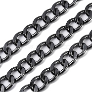 Aluminium Curb Chain, Unwelded, with Spool, Gunmetal, 26x19x4.5mm, about 32.81 Feet(10m)/Roll(CHA-C003-14B)