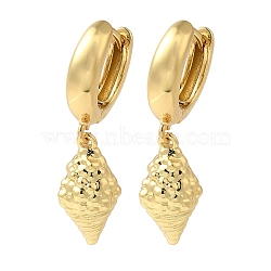 Rack Plating Brass Hoop Earrings, Cadmium Free & Lead Free, Long-Lasting Plated, Shell Shape, Real 18K Gold Plated, 32x9mm(EJEW-B062-44G)