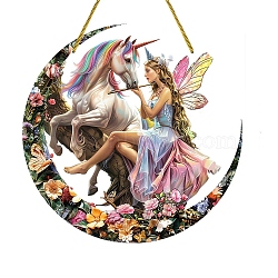 Acrylic Hanging Ornaments, Pendant Decorations, Unicorn, Pendant: 200mm(PW-WG2BEEB-01)