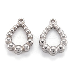 304 Stainless Steel Charms, Teardrop, Stainless Steel Color, 22x15.5x5mm, Hole: 1.8mm(STAS-M291-13P)