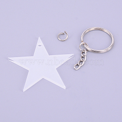 DIY Keychain Making Kits, with Acrylic Blank Pendants and Platinum Plated Iron Keychains, Star, Pendants: 50.5x48.5x2.5mm, hole: 3.5mm, 1pc/set(DIY-TAC0007-72)