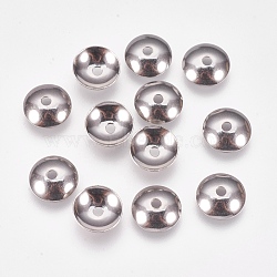 Non-Tarnish Apetalous 201 Stainless Steel Bead Caps, Stainless Steel Color, 10x3.5mm, Hole: 1mm(STAS-L205-13D)