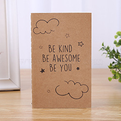 A6 Rectangle Kraft Paper Notebooks, for Office & School Supplies, Word Be Kind Be Awesome Be You, Cloud, 140x105mm(PW-WG95001-12)