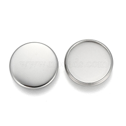 304 Stainless Steel Plain Edge Bezel Cups, Cabochon Settings, Flat Round, Silver, Tray: 14mm, 15.5x1.9mm(STAS-E460-10S-14MM)
