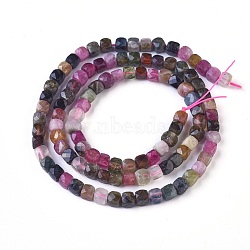 Natural Tourmaline Beads Strands, Faceted, Cube, 3.5~4.5x3.5~4.5x3.5~4.5mm, Hole: 0.9mm, about 85~96pcs/strand, 15.3 inch~15.5 inch(39~39.5cm)(G-F619-44)