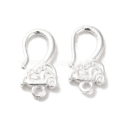 Brass Ear Wire, Earring Hooks, with Loop, Silver, 15.5x8x2mm, Hole: 1.2mm, Pin: 0.82mm(FIND-Z039-31S)