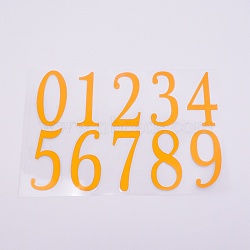 Waterproof VINYL Plastic Stickers, Number 0~9, Gold, 16.5x24cm, Stickers: 75x27~38mm(X-DIY-WH0195-21A)