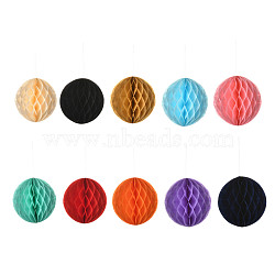 Paper Honeycomb Ball, Paper Lantern, with Cotton Thread, For Wedding & Birthday Party Decoration, Mixed Color, 355mm(AJEW-X0009-08)