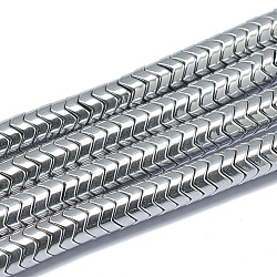 Electroplate Non-magnetic Synthetic Hematite Beads Strands, Twist, Platinum Plated, 6x3.5mm, Hole: 1.5mm, about 174pcs/strand, 15.7 inch(G-Q486-98J)