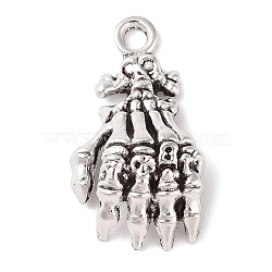 Tibetan Style Alloy Pendants, Cadmium Free & Lead Free, Skull Hand
, Antique Silver, 38x20x10mm, Hole: 3.5mm, about 310pcs/1000g(FIND-C060-052AS)