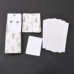 Kraft Paper Boxes and Earring Jewelry Display Cards, Packaging Boxes, with Plants Pattern, White, Folded Box Size: 7.3x5.4x1.2cm, Display Card: 6.5x5x0.05cm(CON-L015-A06)